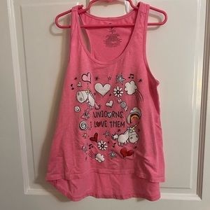 Girls Unicorns I love them tank. Universal studios. Size medium.